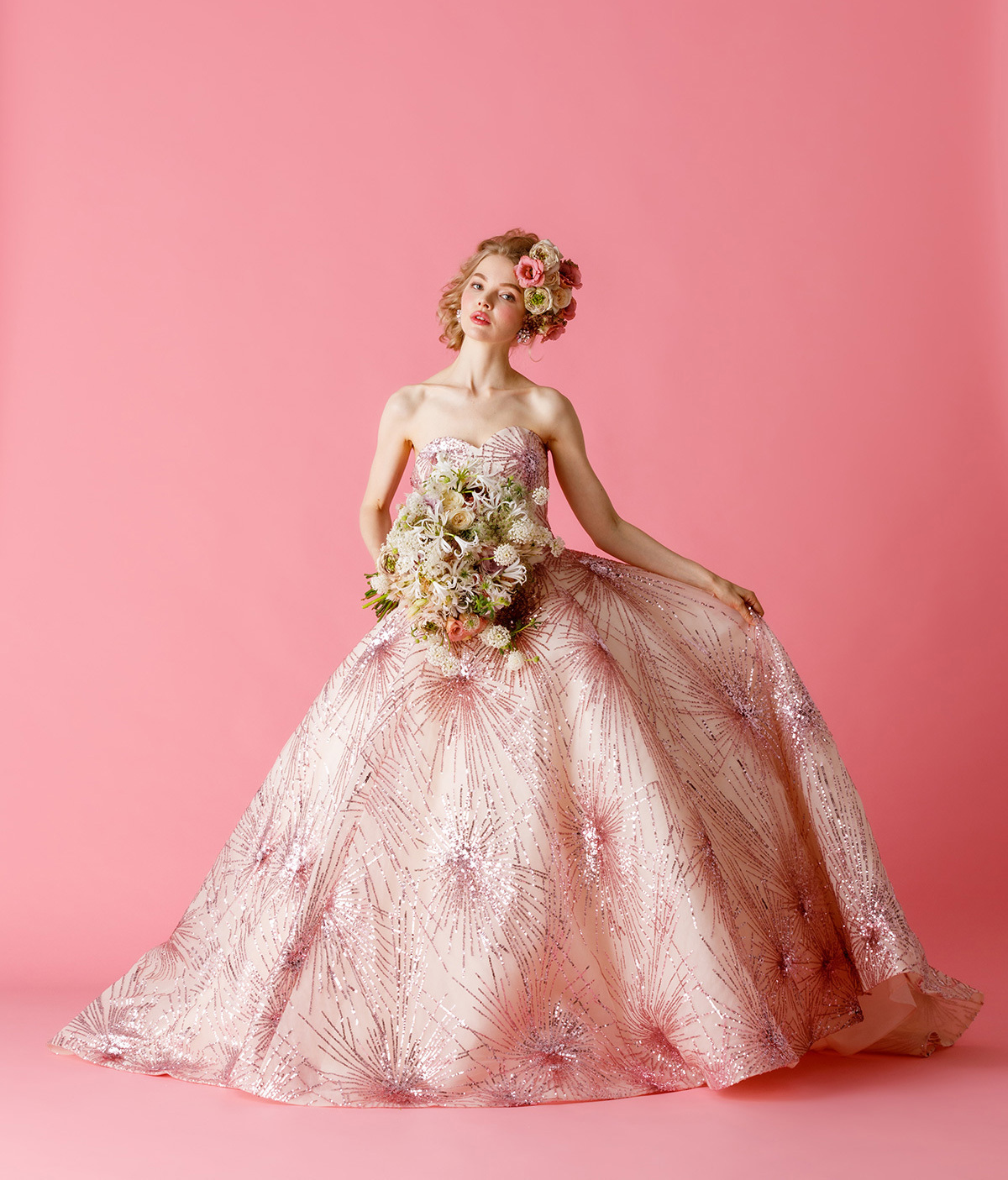 静岡市・富士市・沼津市のドレス専門店フィーノのカラードレス、THE HANY（ザ・ハニー）HY-9941（Pinkhanabi）の画像１