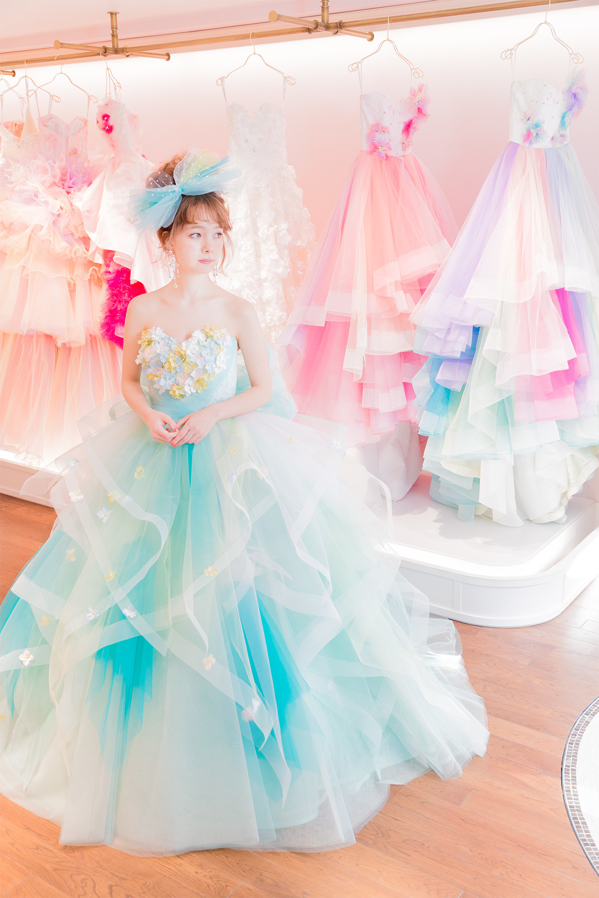 静岡市・富士市・沼津市のドレス専門店フィーノのカラードレス、THE HANY（ザ・ハニー）HY-47759（GreenColette）の画像１