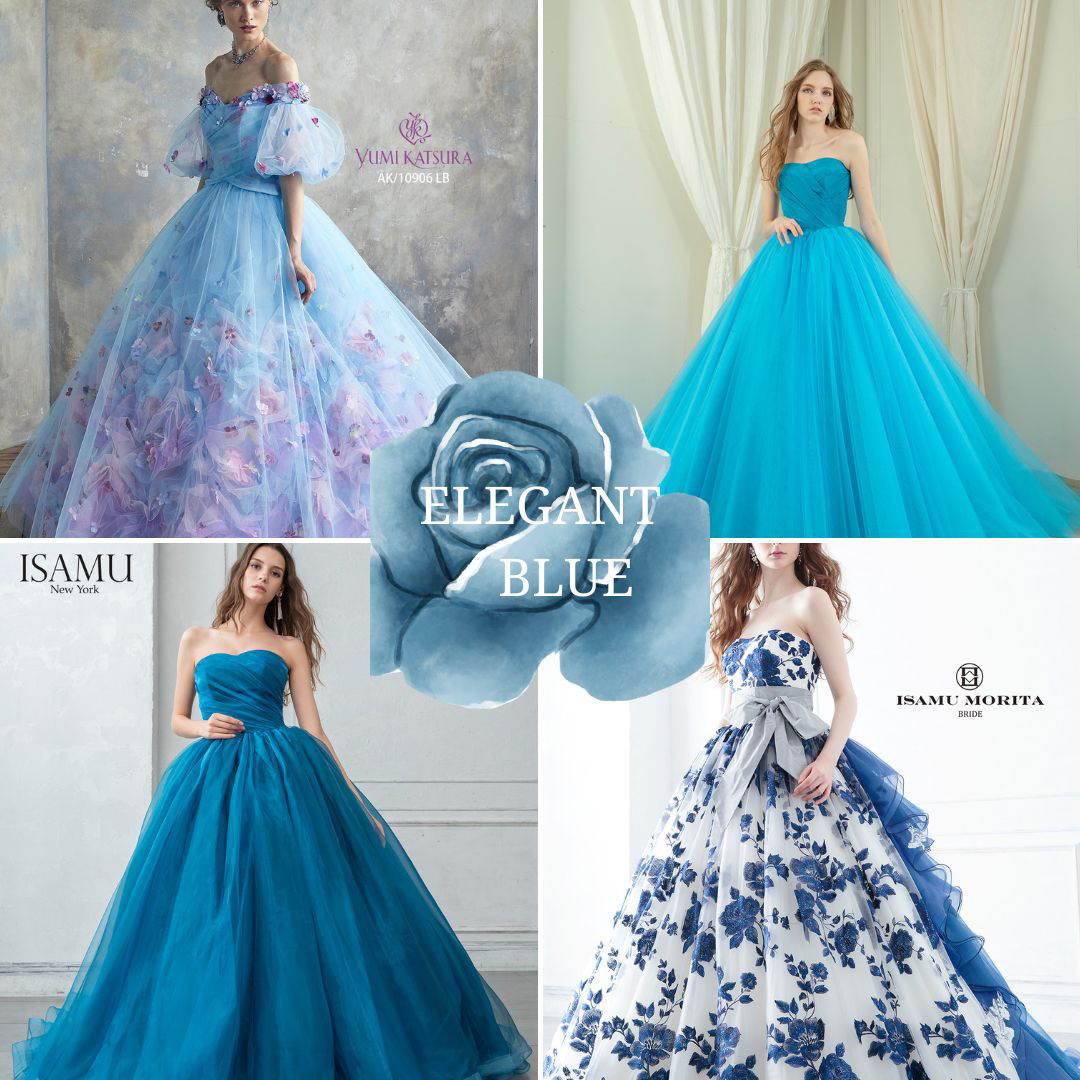 フィーノ沼津店の６月のイベント、THE BLUEのエレガントブルーのカラードレス
