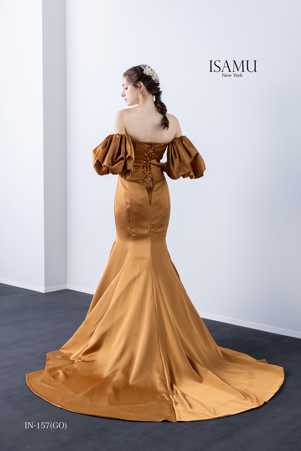 静岡市・富士市・沼津市のドレス専門店フィーノのウエディングドレス、イサムモリタ・カラードレスIN-157GOの画像2