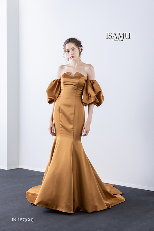 静岡市・富士市・沼津市のドレス専門店フィーノのウエディングドレス、イサムモリタ・カラードレスIN-157GOの画像