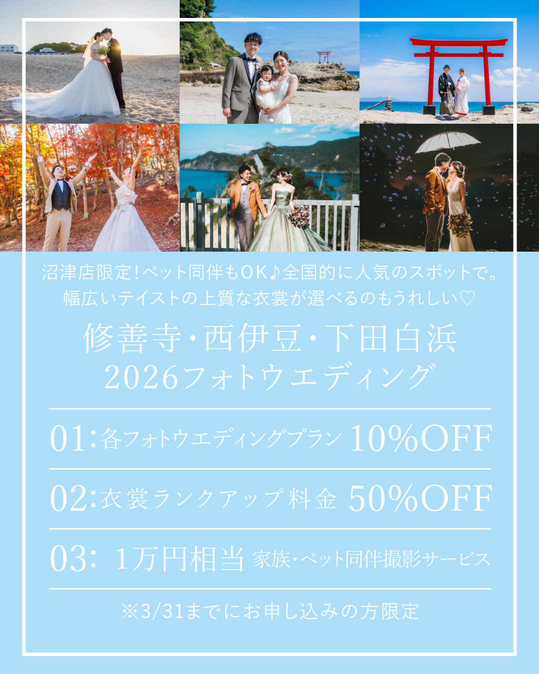 修善寺・西伊豆・下田白浜2026フォトウエディング